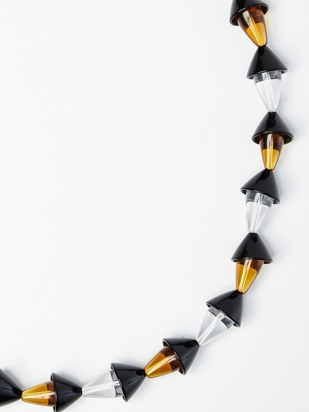 Art-Deco Black, Clear, & Amber Quartz Beaded Necklace