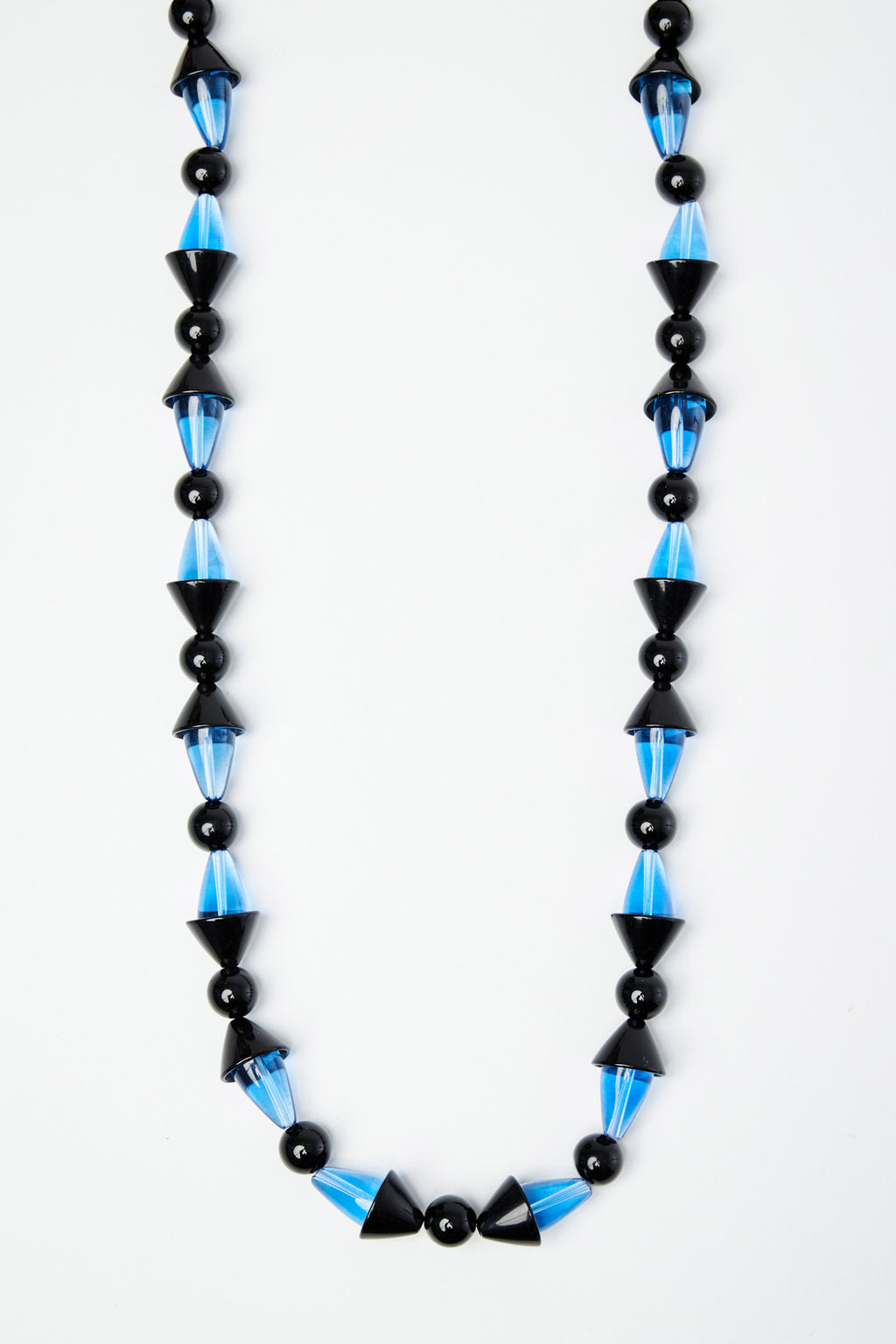 Art-Deco Blue and Black Quartz Beaded Necklace