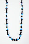 Art-Deco Blue and Black Quartz Beaded Necklace