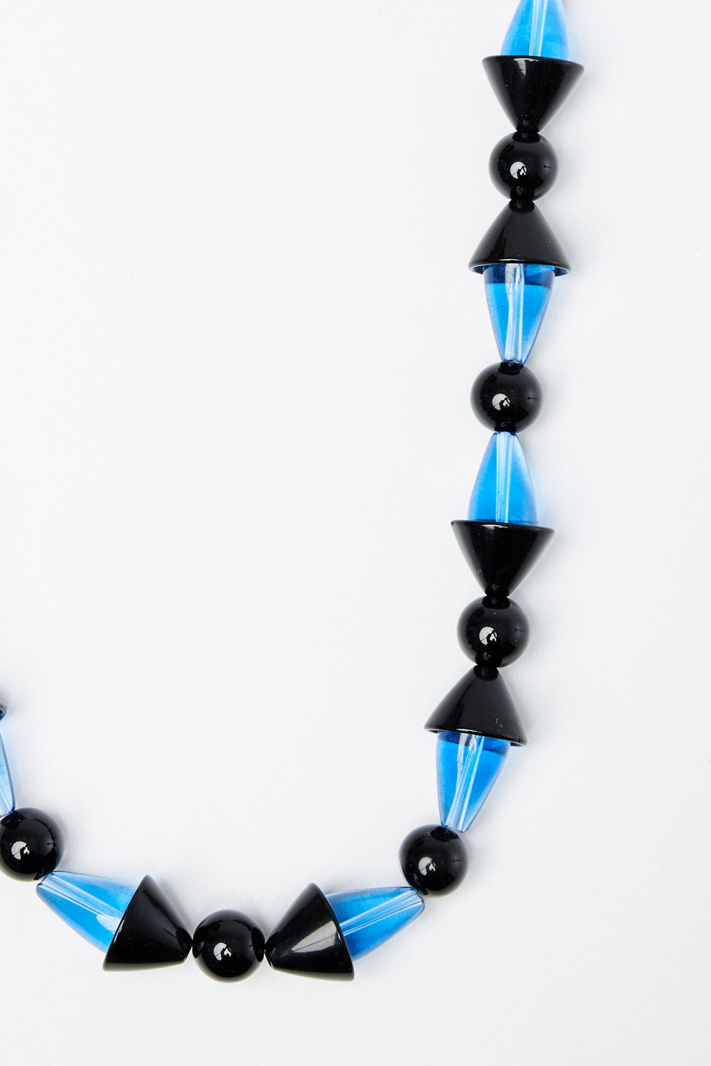 Art-Deco Blue and Black Quartz Beaded Necklace