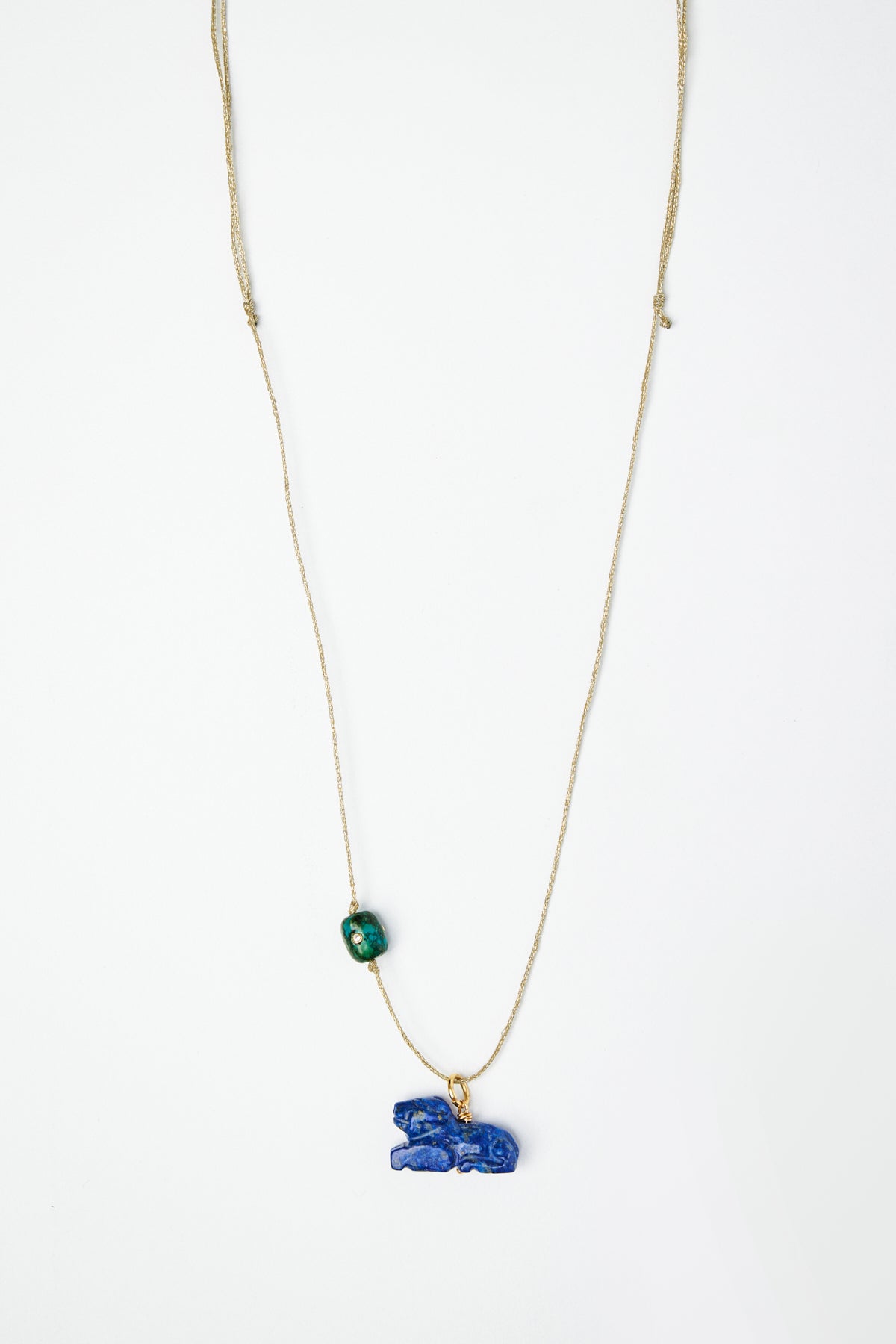 Lapis Lazuli Lion Charm Necklace