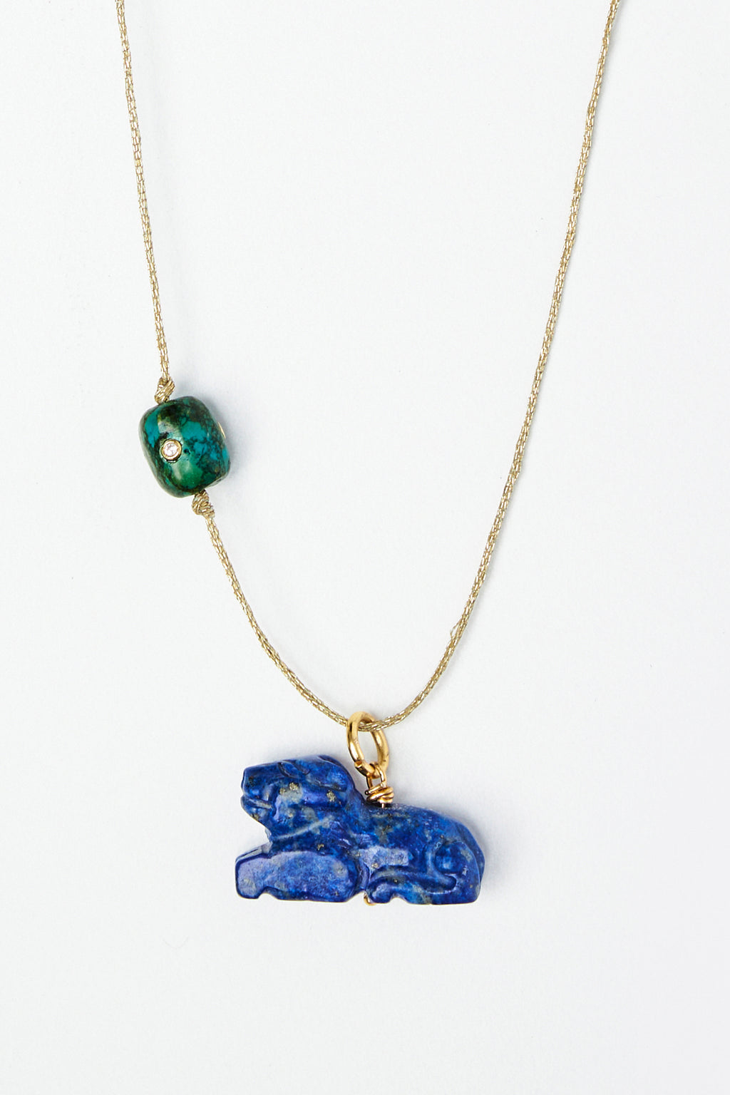 Lapis Lazuli Lion Charm Necklace