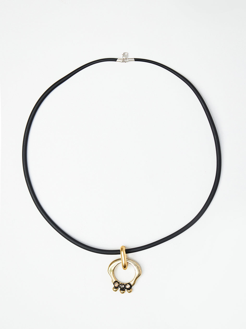 Leather Choker Necklace with Diamond Knuckle Pendant