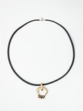 Leather Choker Necklace with Diamond Knuckle Pendant