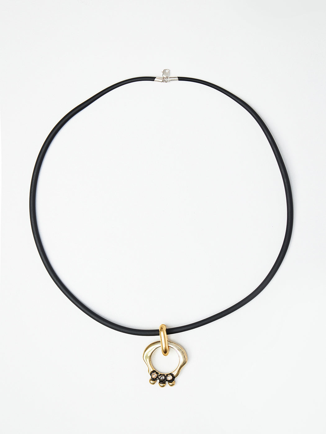 Leather Choker Necklace with Diamond Knuckle Pendant