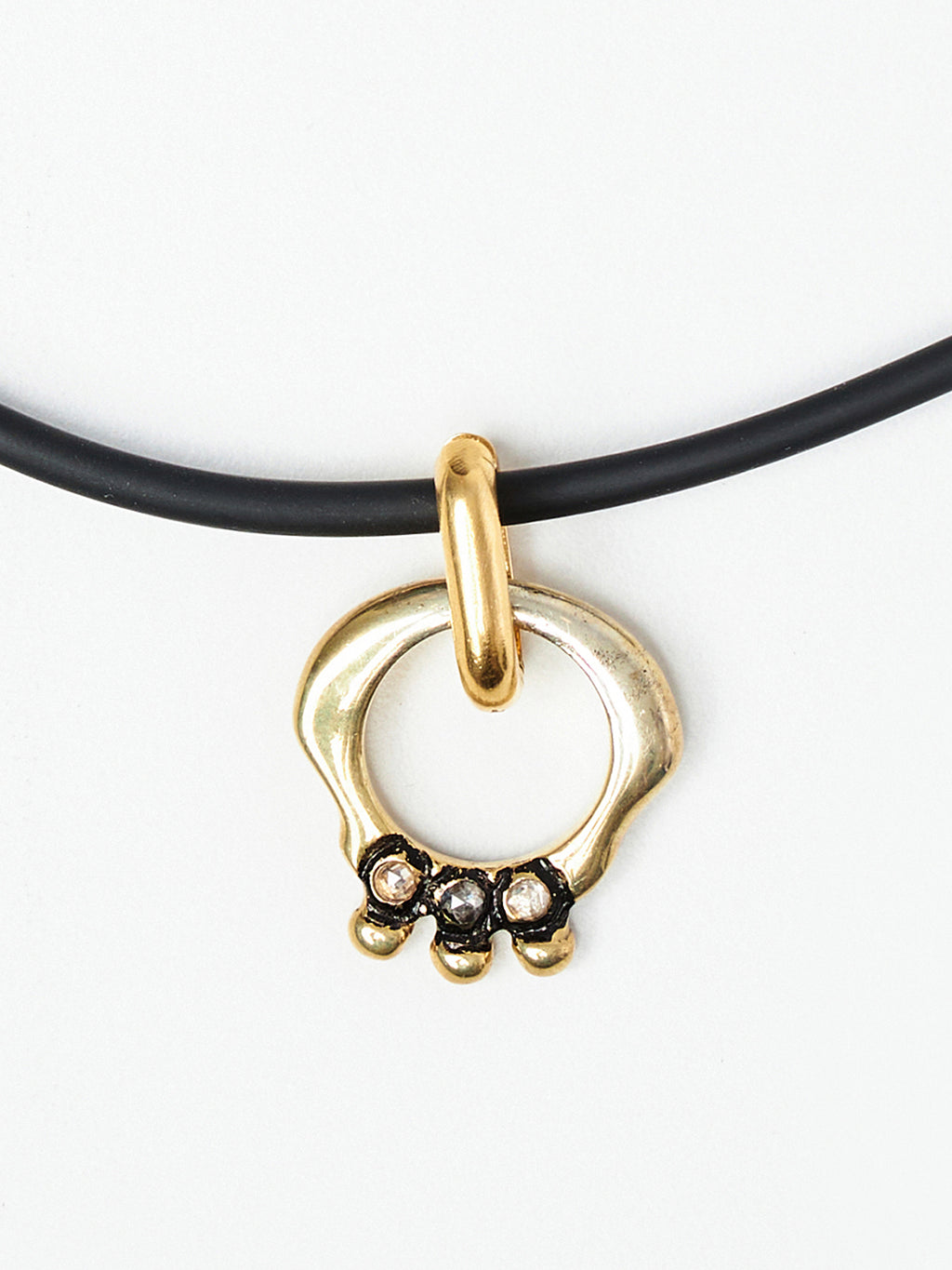 Leather Choker Necklace with Diamond Knuckle Pendant