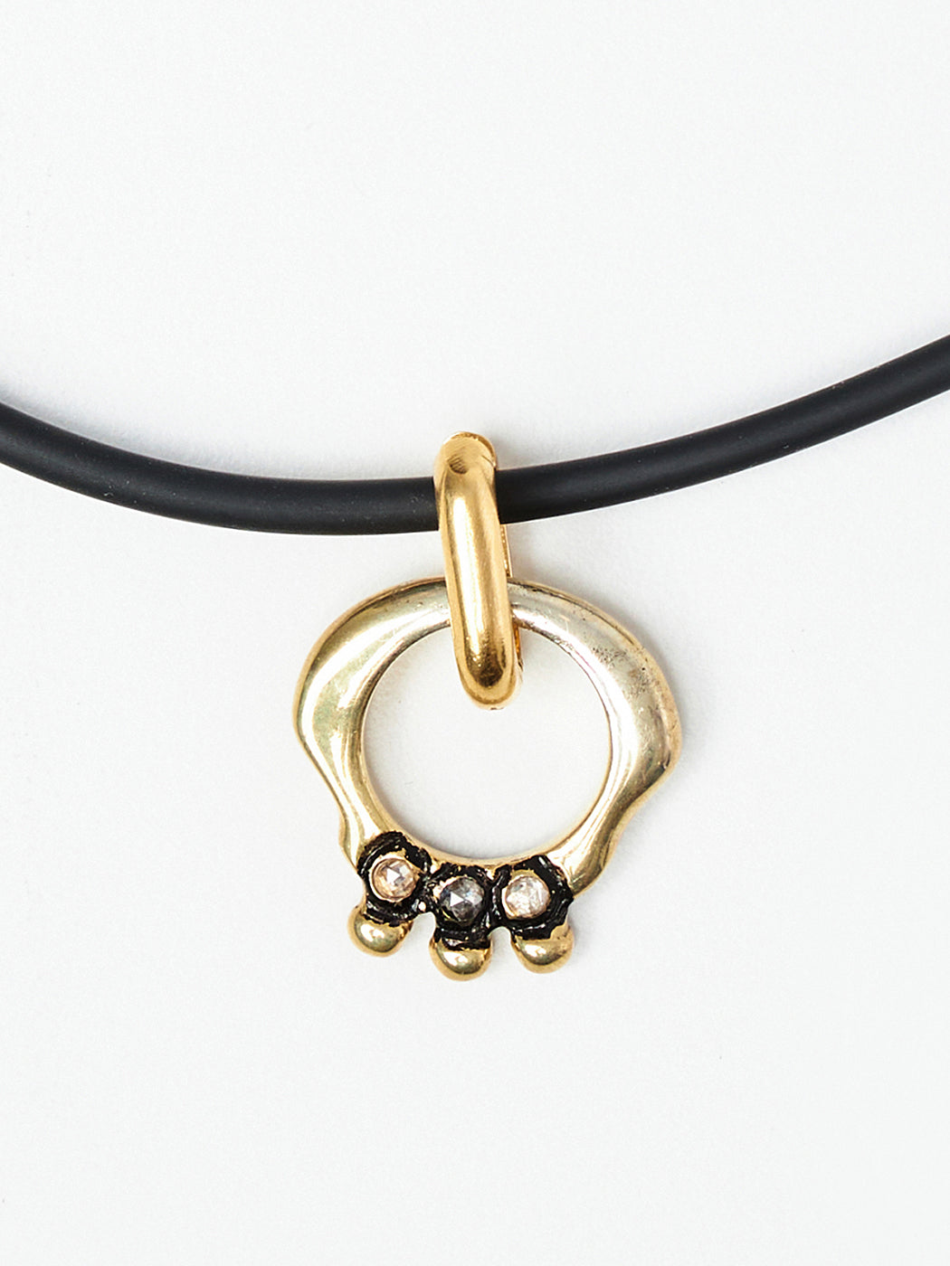 Leather Choker Necklace with Diamond Knuckle Pendant