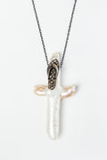 Diamond & Pearl Flip Flop Pendant Necklace