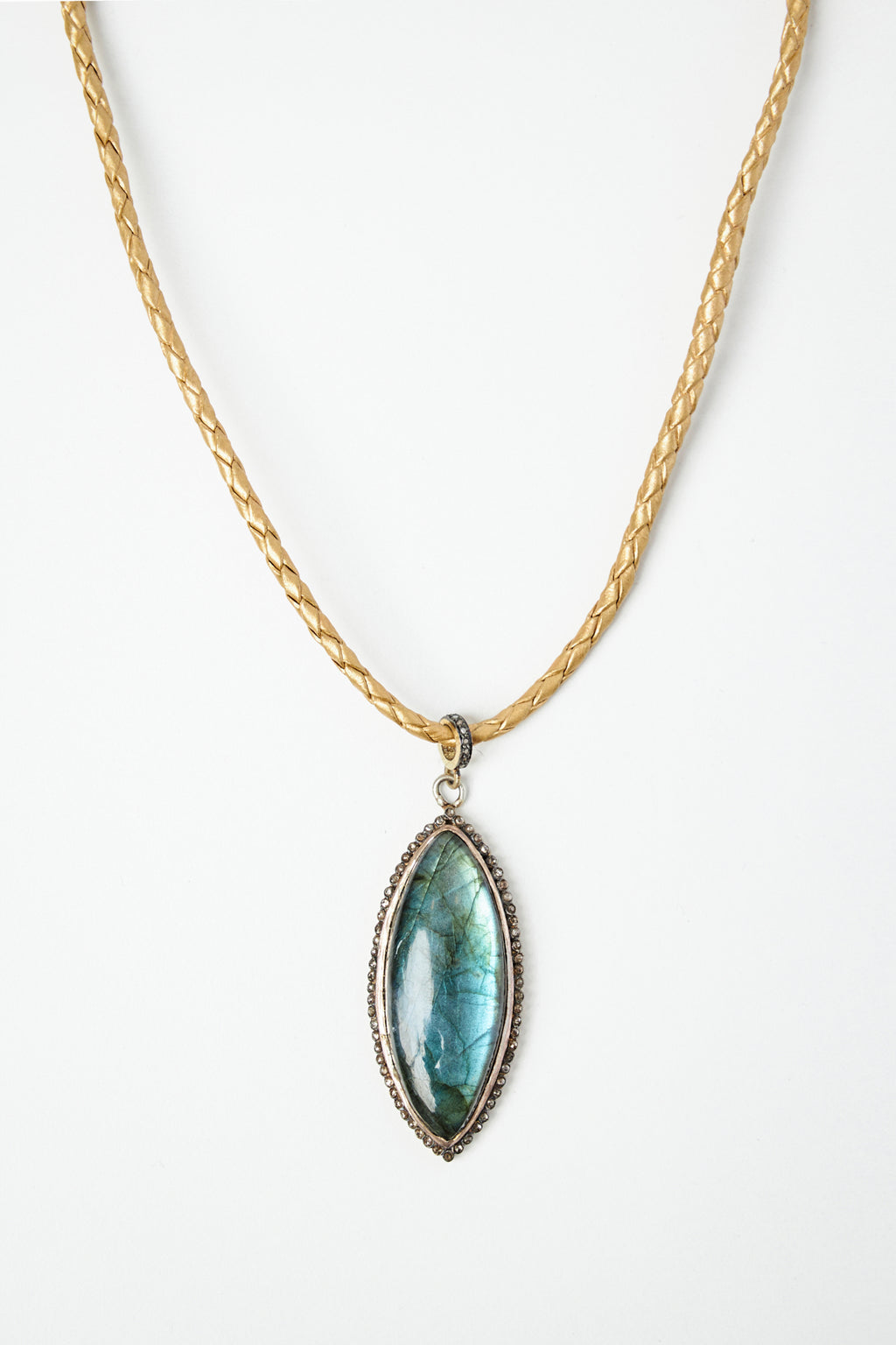 Labradorite Pendant with Leather Cord