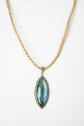 Labradorite Pendant with Leather Cord
