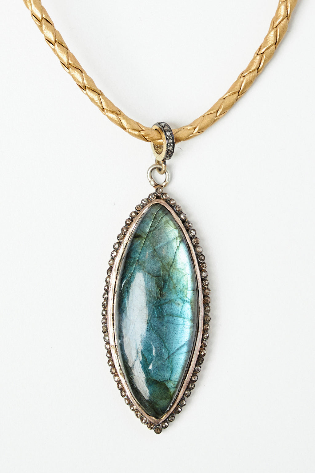 Labradorite Pendant with Leather Cord