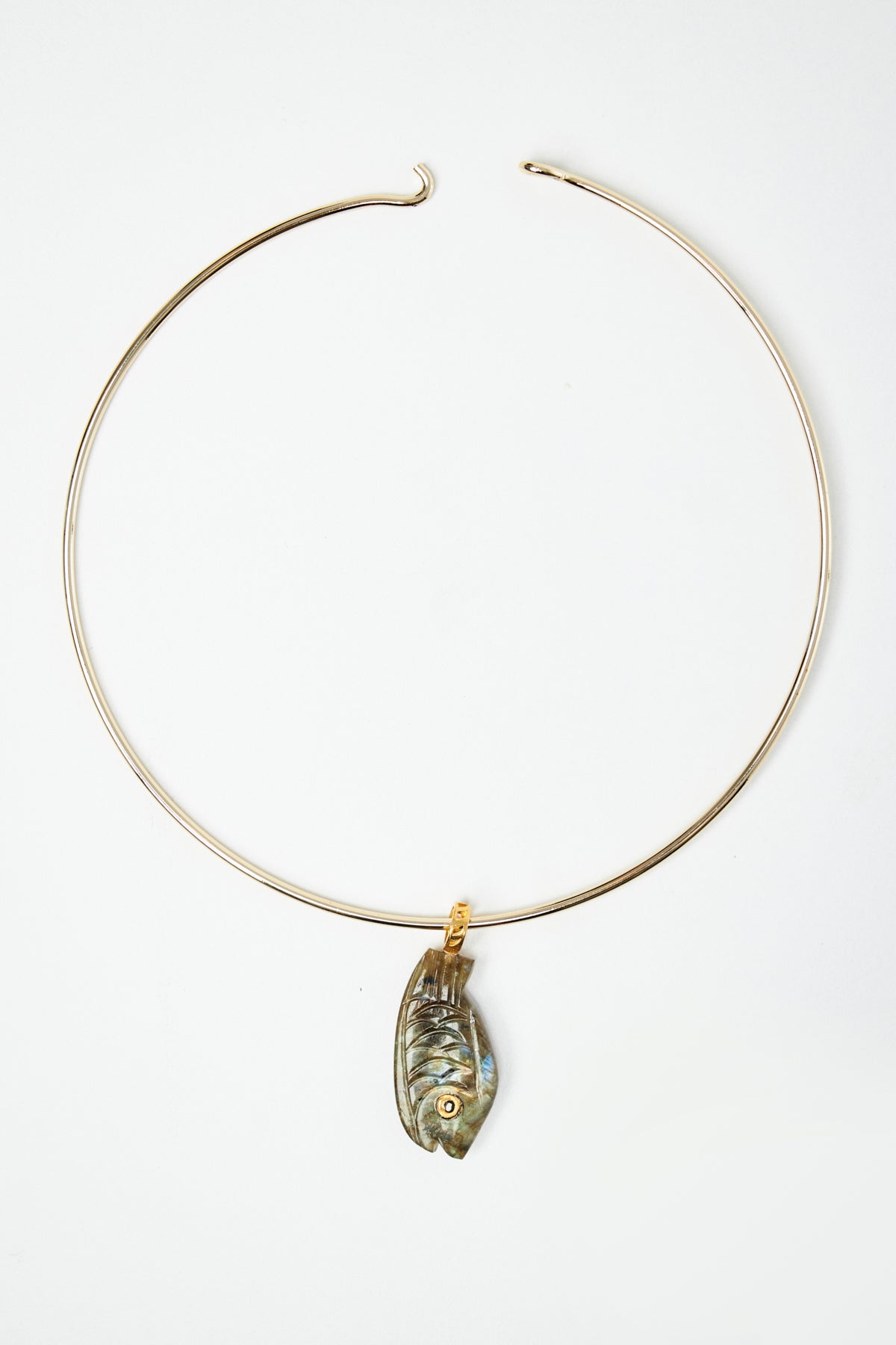 Labradorite Fish Pendant Necklace