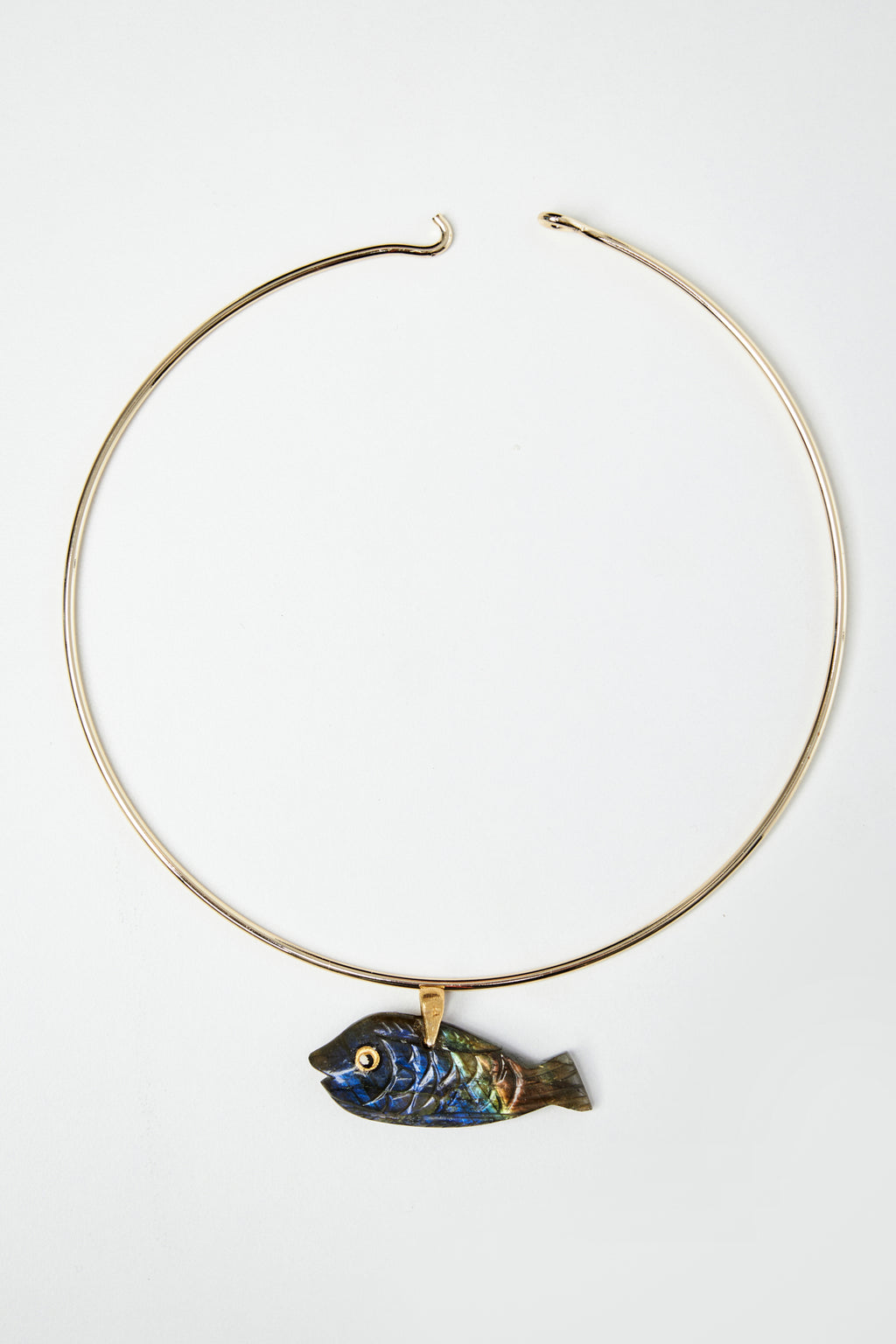 Labradorite Fish Pendant Necklace