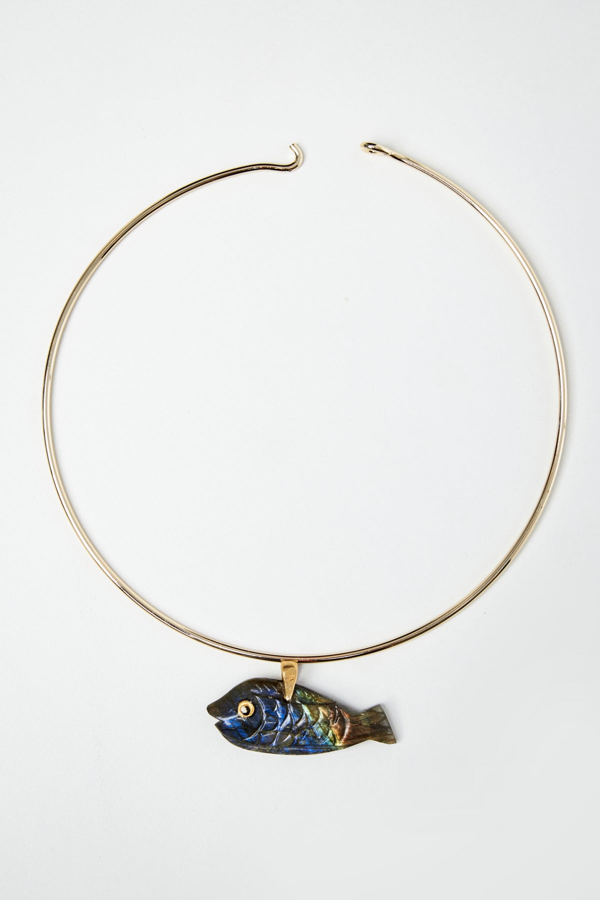 Labradorite Fish Pendant Necklace