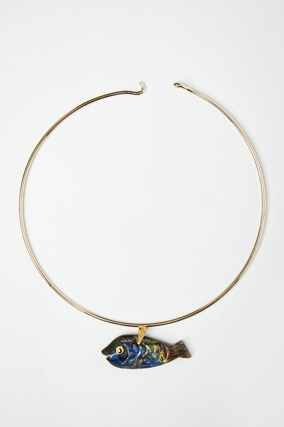 Labradorite Fish Pendant Necklace