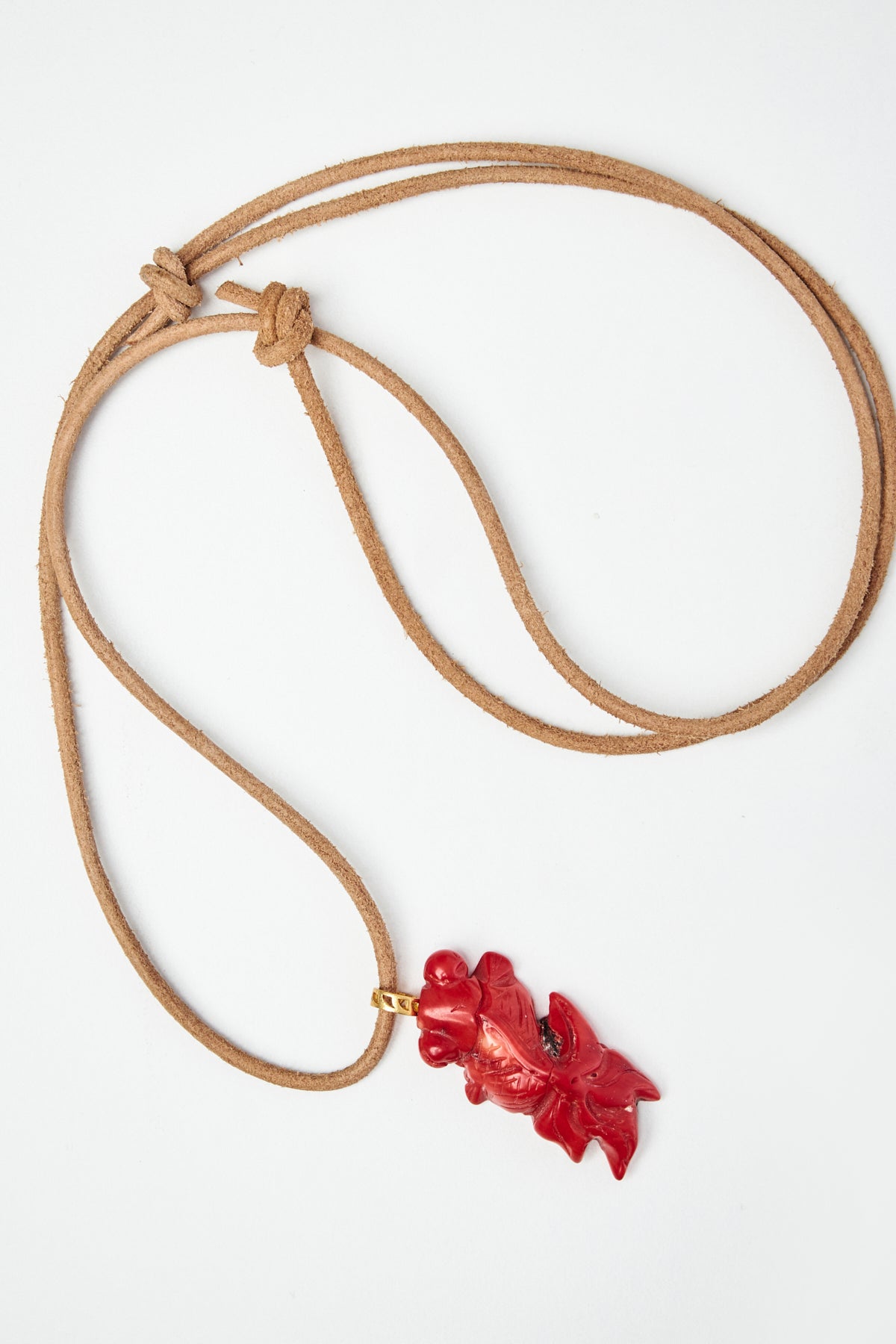 Coral Koi Fish Pendant Necklace with Leather Cord