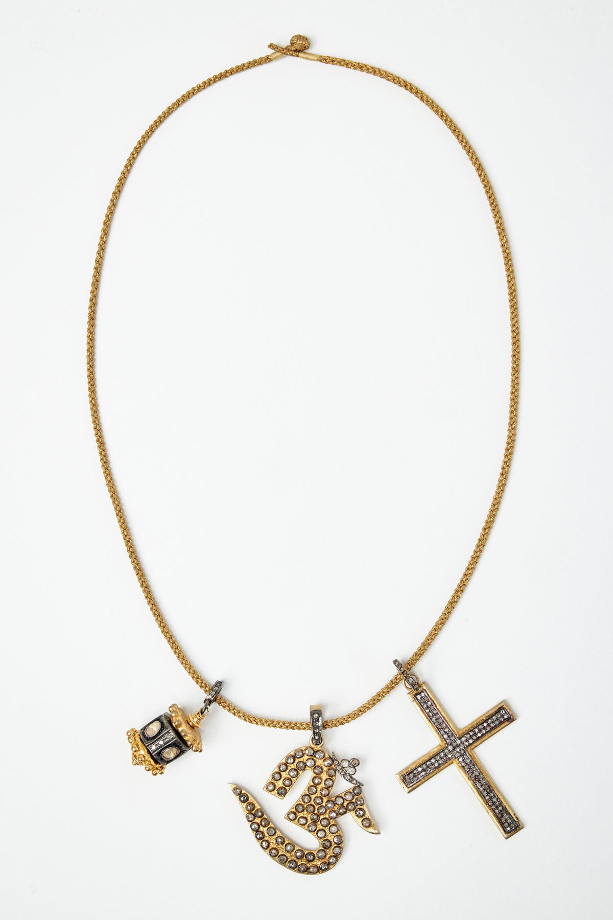 Symbols of Faith Charm Necklace with Rose Cut Diamonds