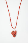 Coral Pendant with Diamond Pavé Spade Necklace