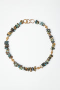 Turquoise Bead Necklace with Gold Accents