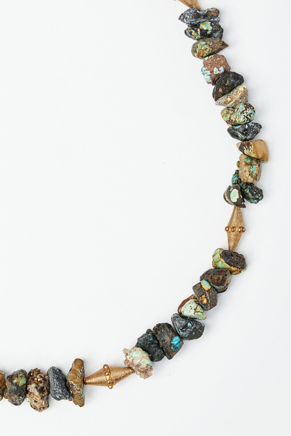 Turquoise Bead Necklace with Gold Accents