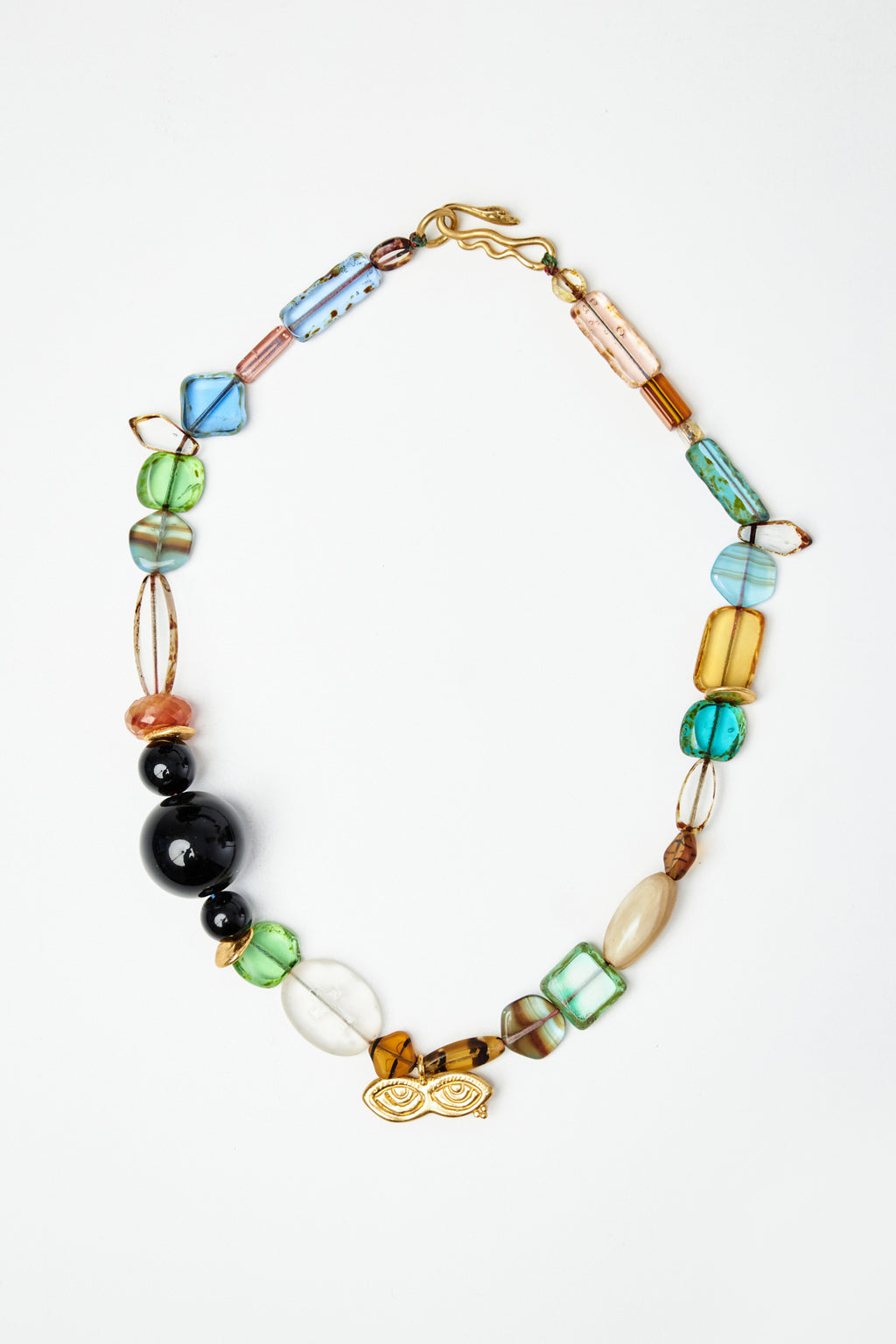 Mixed Bead Necklace with Eye Pendant