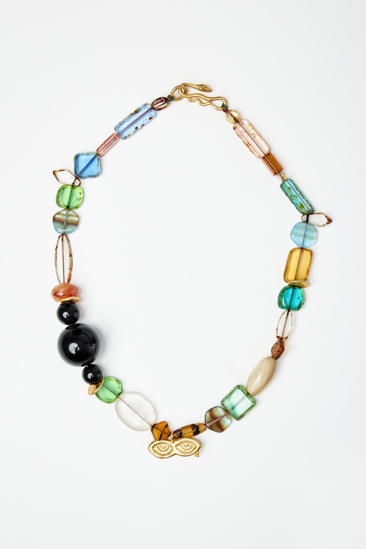 Mixed Bead Necklace with Eye Pendant