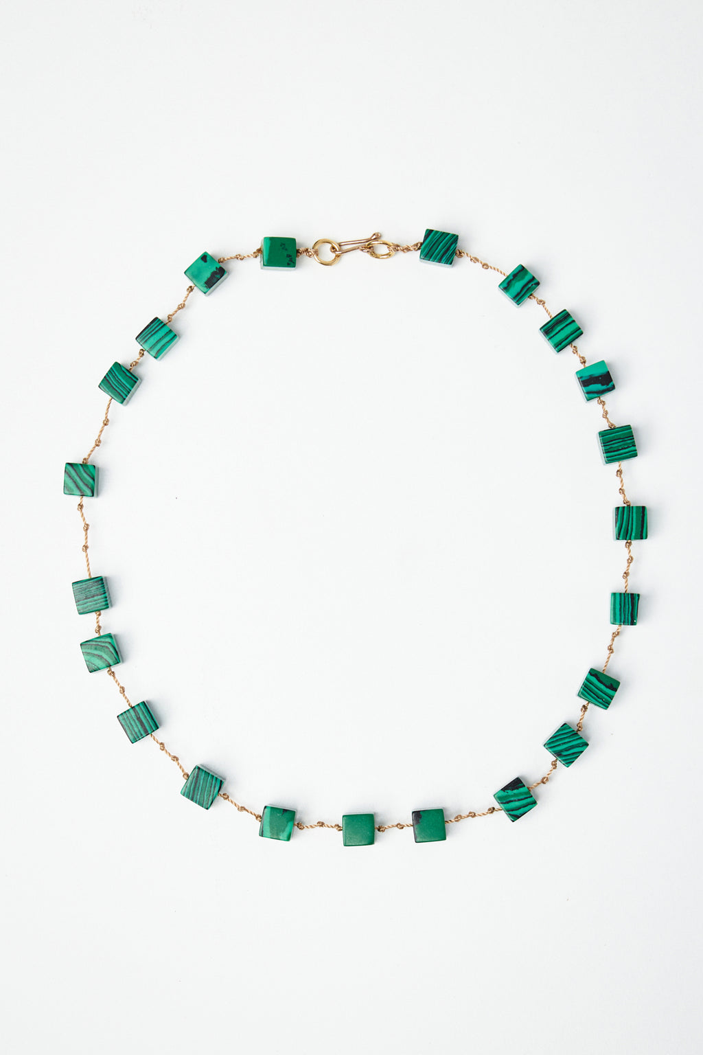 Malachite Cube Bead Necklace