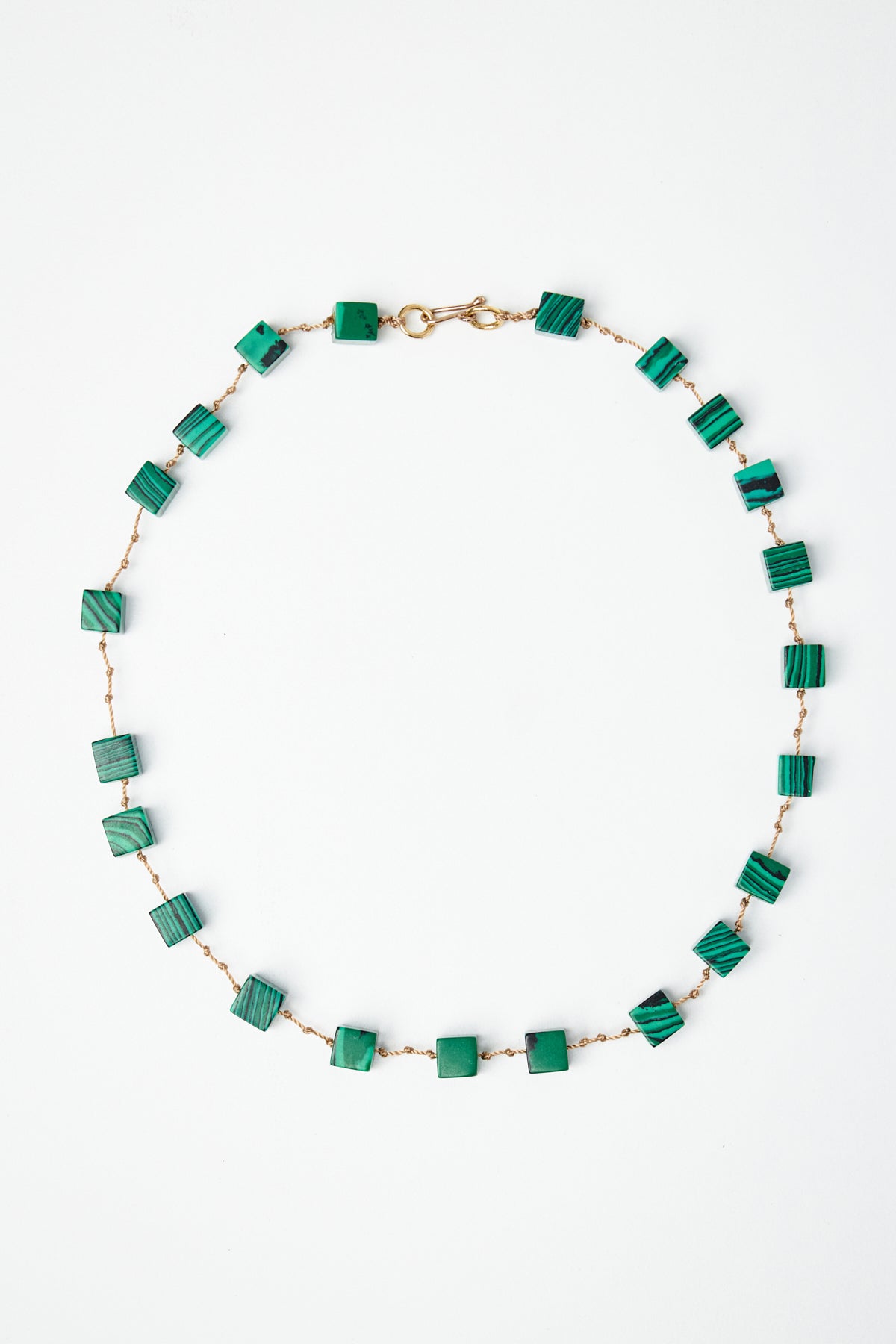 Malachite Cube Bead Necklace