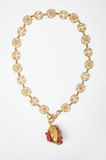 Starburst Chain Necklace with Handmade Fish on Coral Pendant