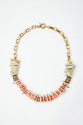 Coral & White Coral Disc Bead Necklace