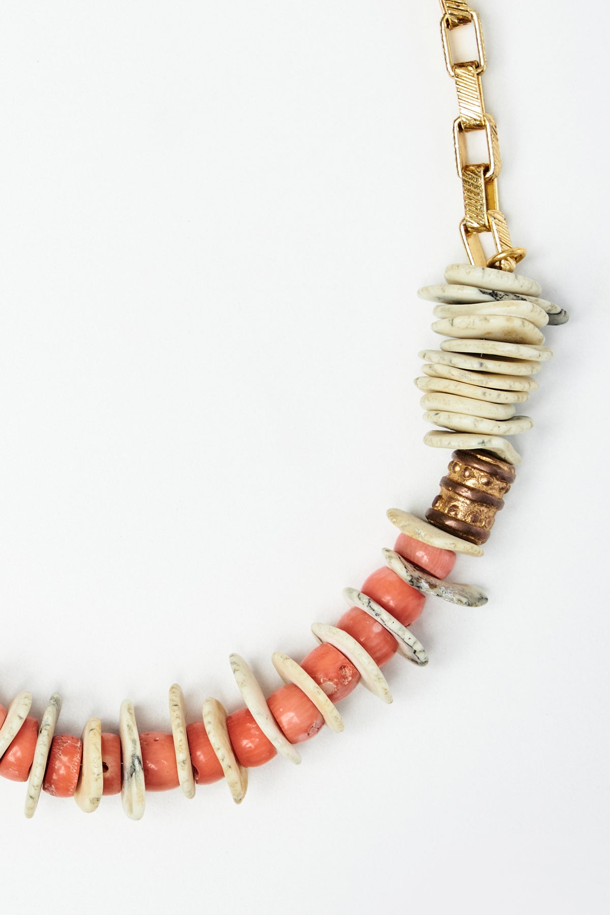 Coral & White Coral Disc Bead Necklace