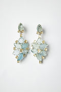 Aquamarine & Polki Diamond Leaf Cluster Earrings