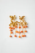 Grape Leaf and Coral Earrings