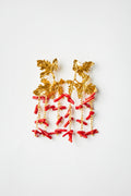 Grape Leaf and Coral Earrings