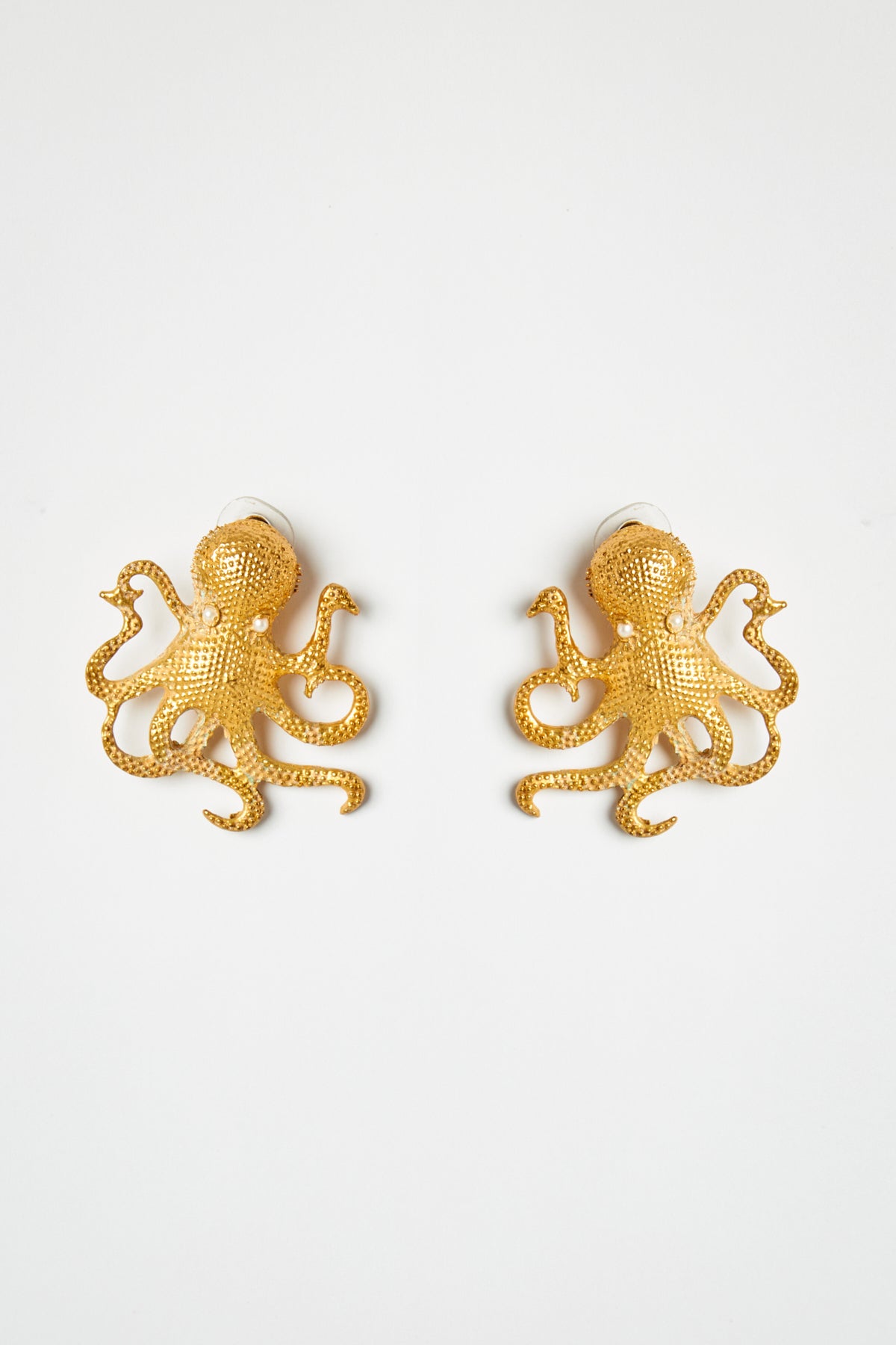 Octopus Earrings with Pearl Eyes