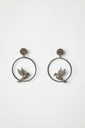 Rose-Cut Diamond Bird Hoop Earrings