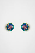 Enamel & Ruby Flower Earrings