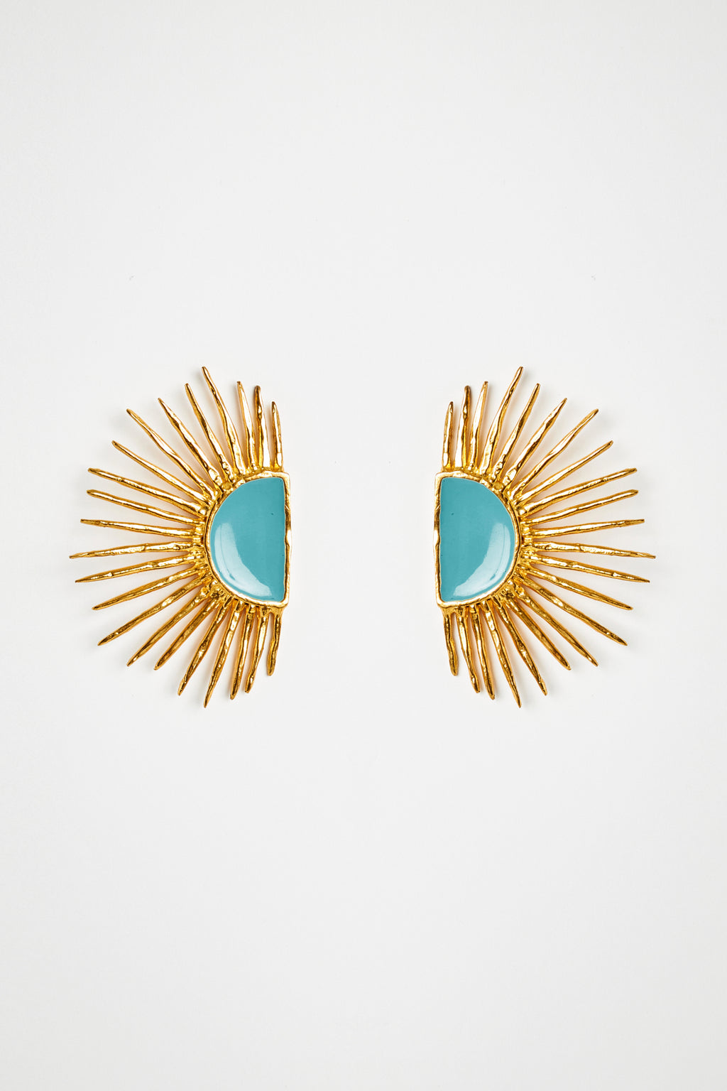 Glossy Turquoise Spiked Earrings