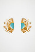 Glossy Turquoise Spiked Earrings