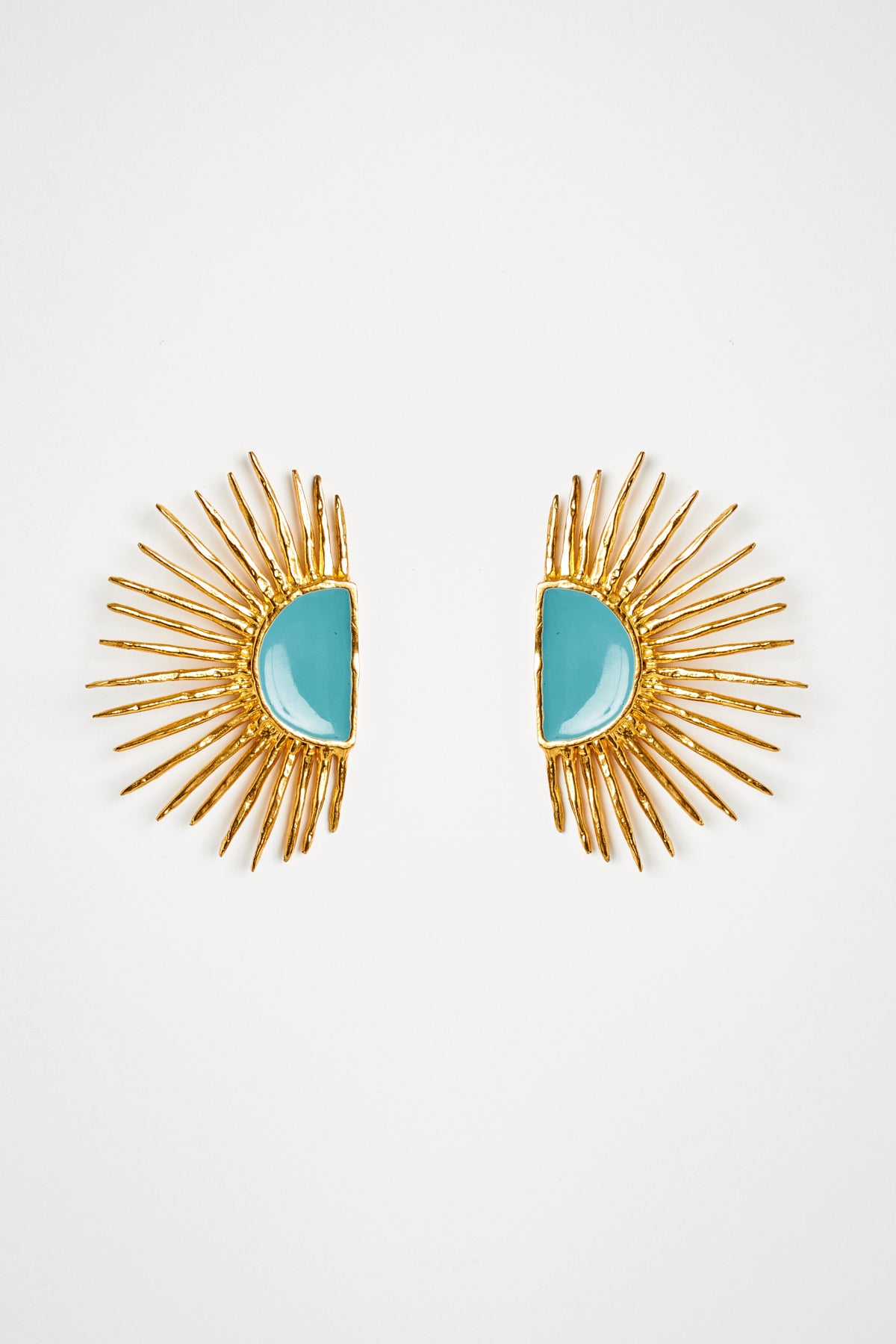 Glossy Turquoise Spiked Earrings