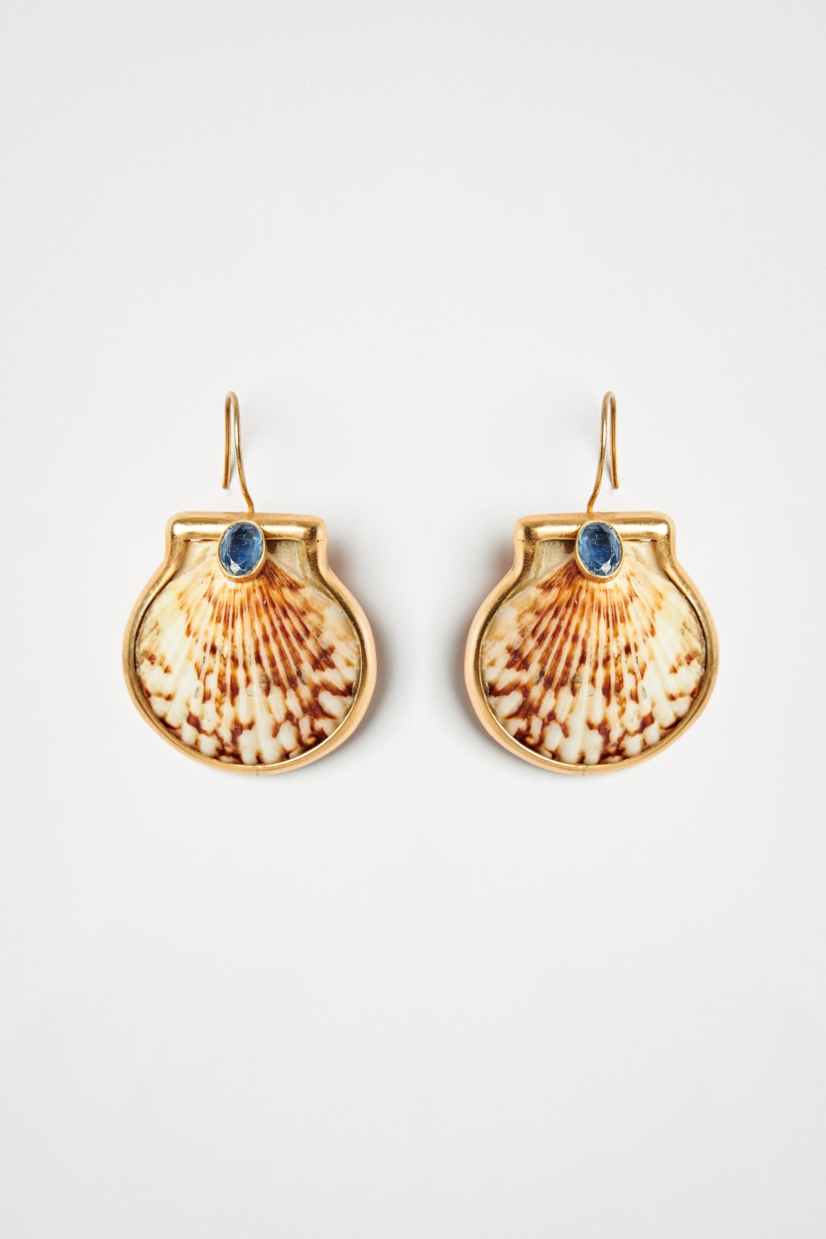 Seashell Earrings with Sapphires