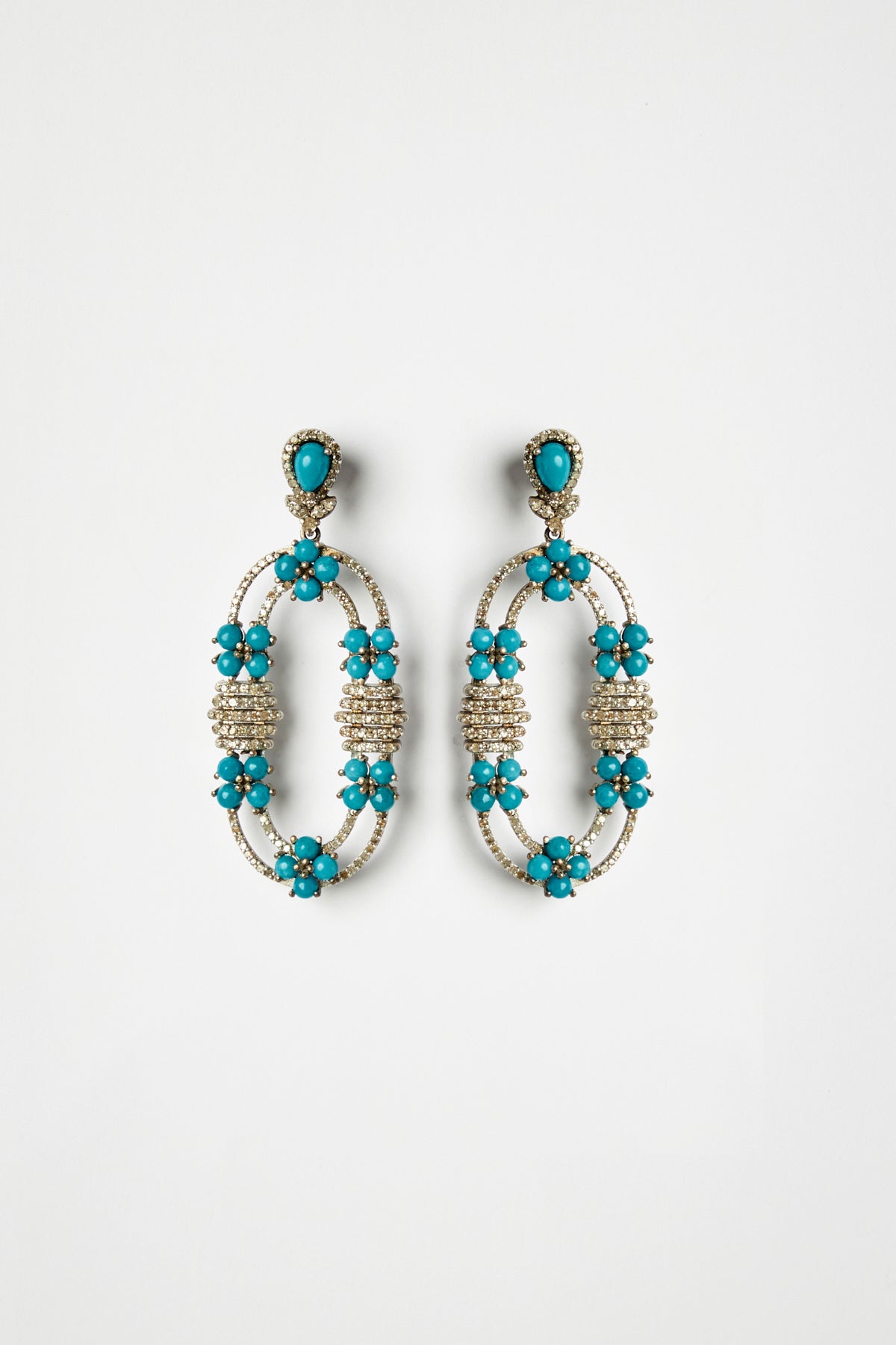 Arizona Turquoise & Diamond Oval Earrings