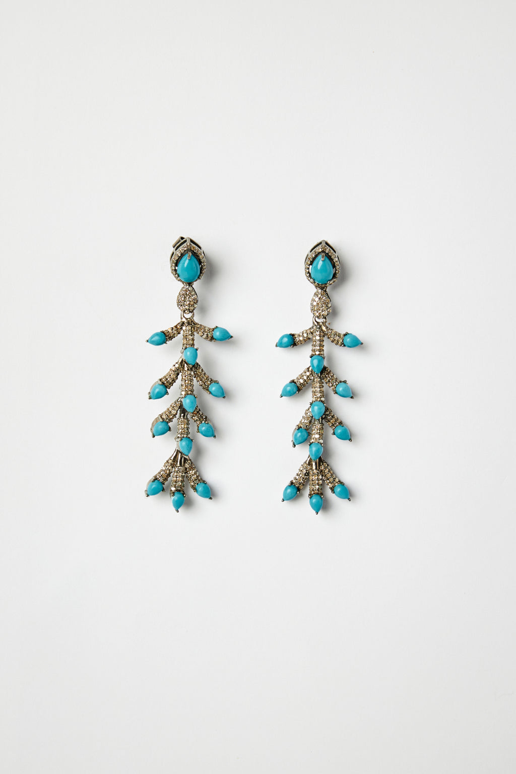 Arizona Turquoise & Diamond Feather Earrings