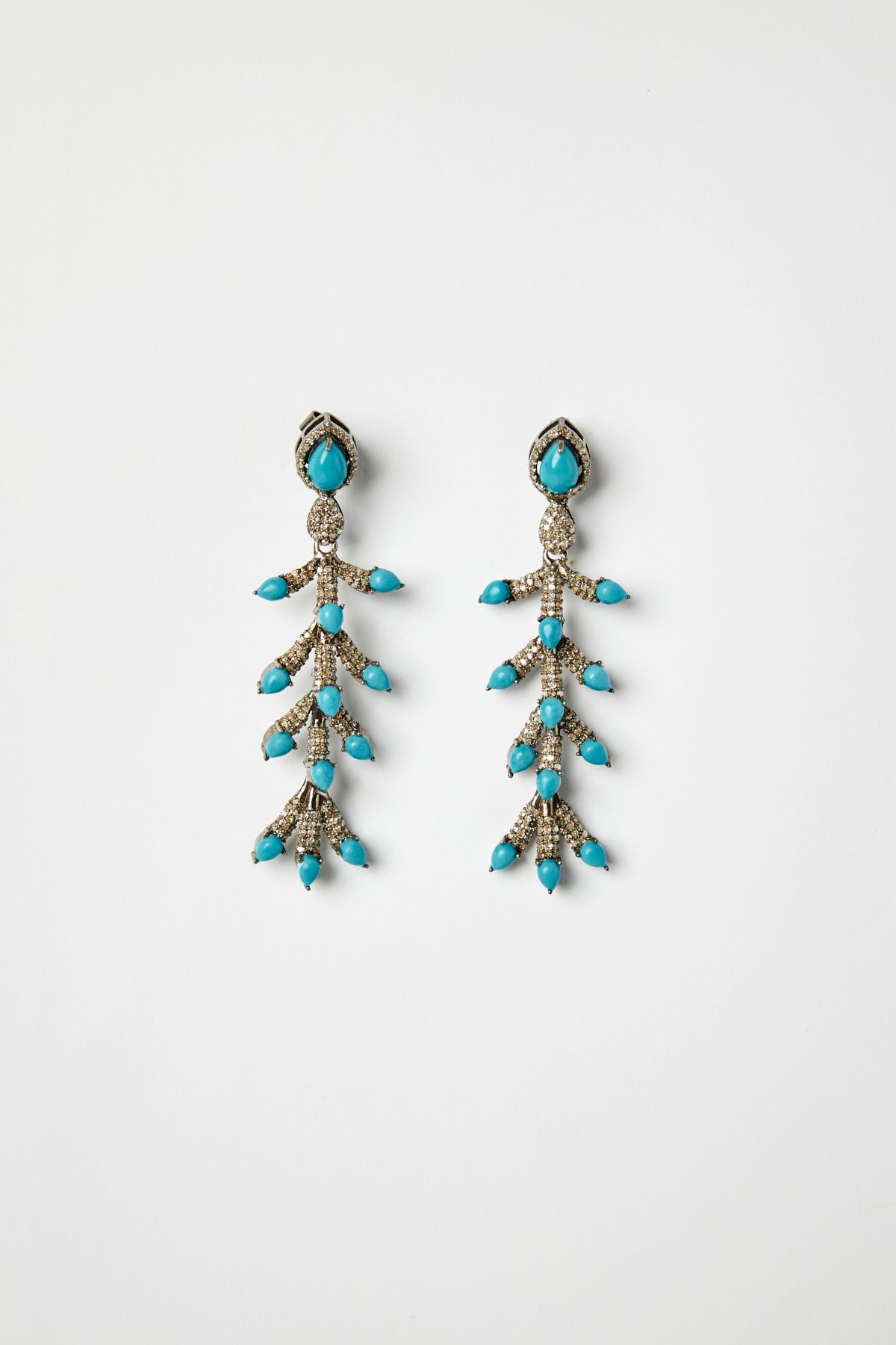 Arizona Turquoise & Diamond Feather Earrings