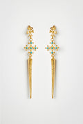 Long Cross Earrings with Turquoise Details