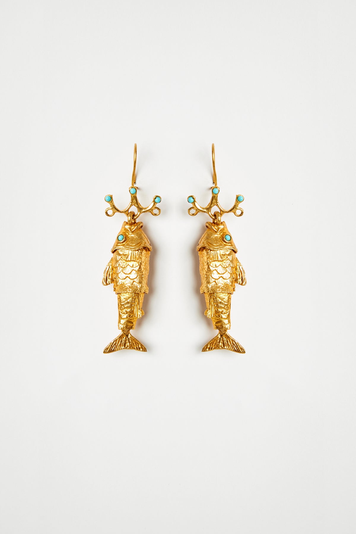 Fish Earrings with Turquoise Details