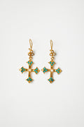 Cross Earrings with Turquoise Details