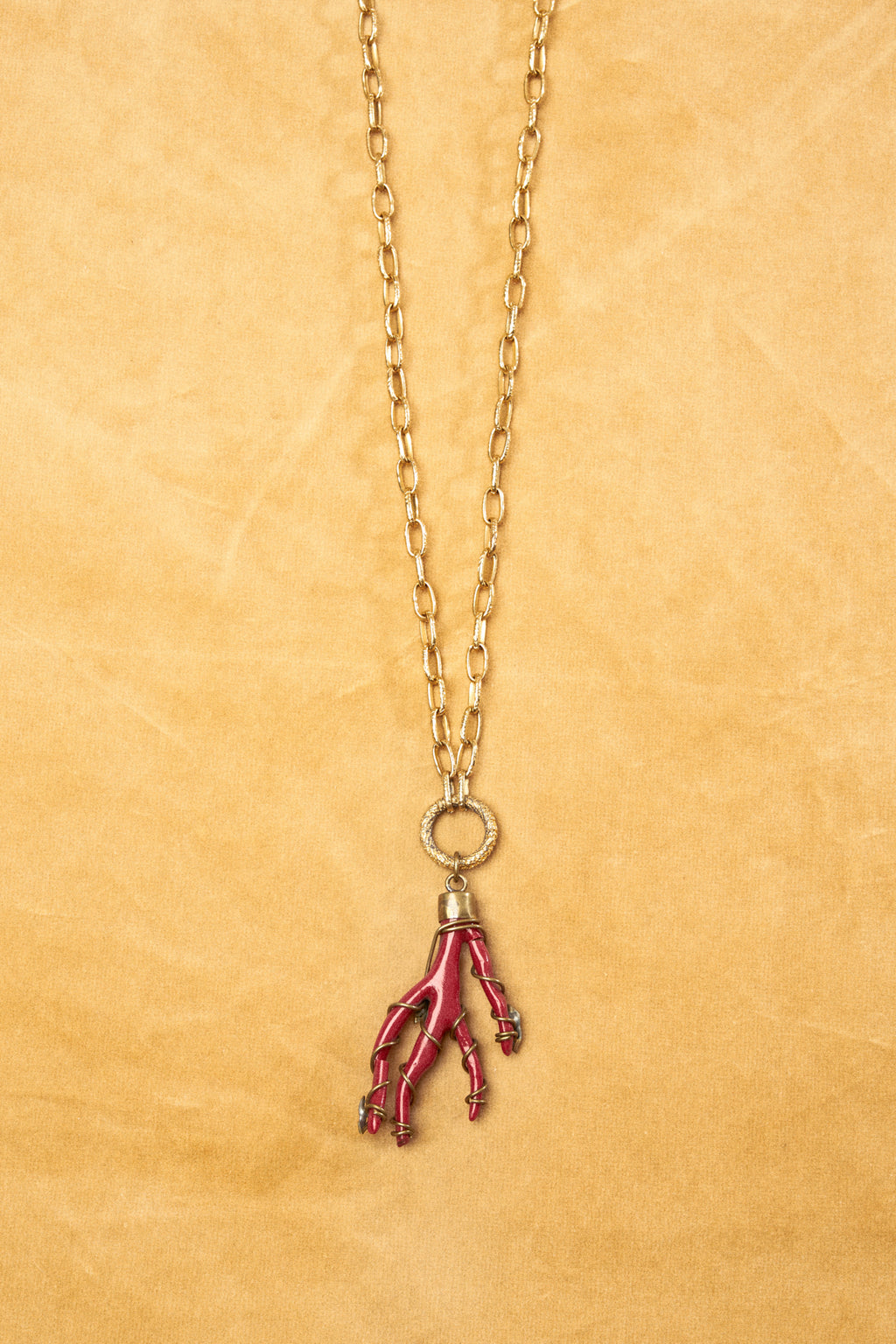 Coral & Gold Pendant Necklace