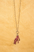 Coral & Gold Pendant Necklace
