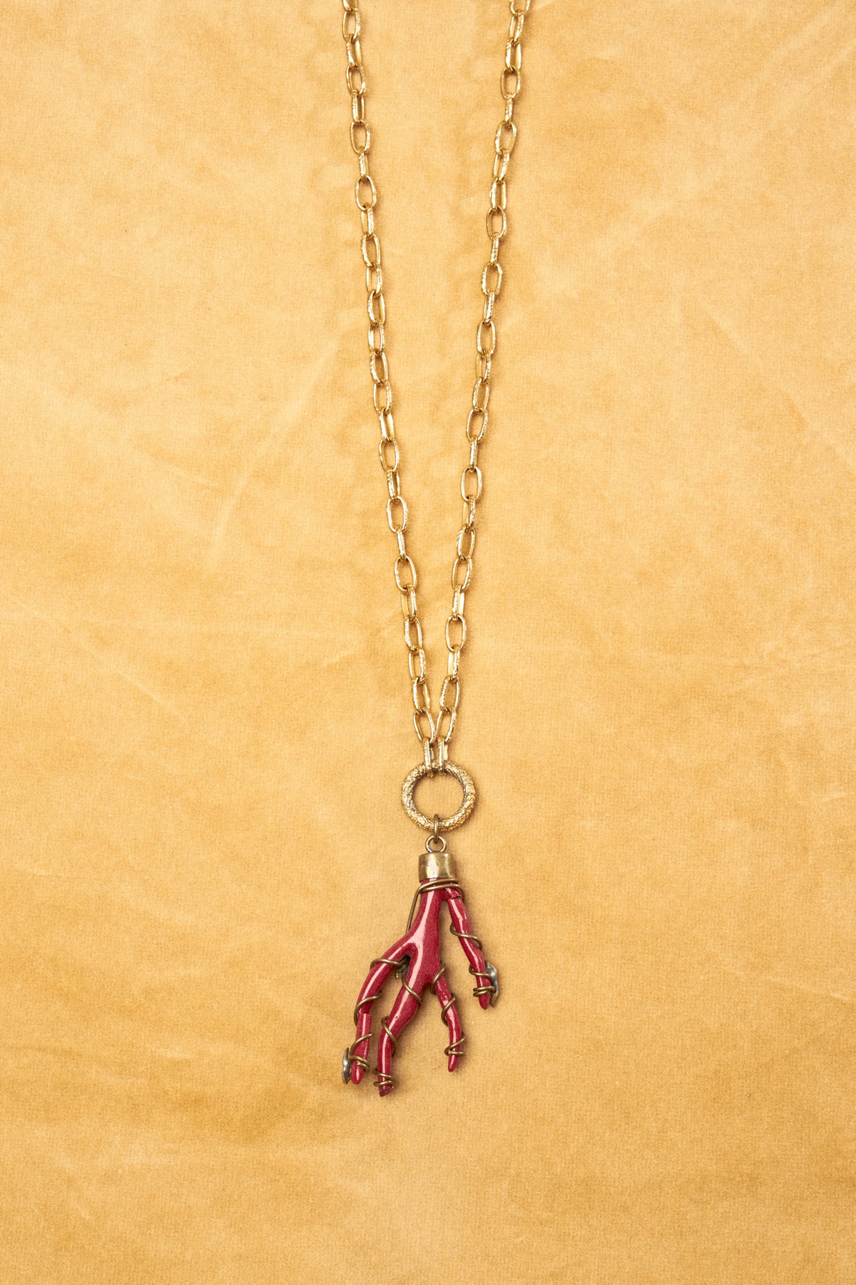 Coral & Gold Pendant Necklace